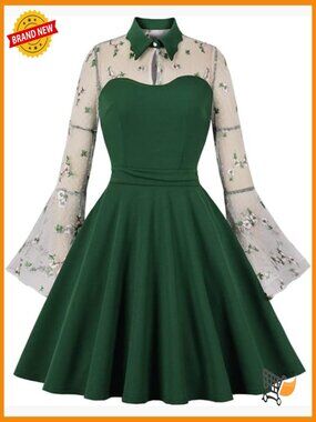 Vintage 1950s Polka Dot Dress with Bow Tie Neck Work Cocktail Party